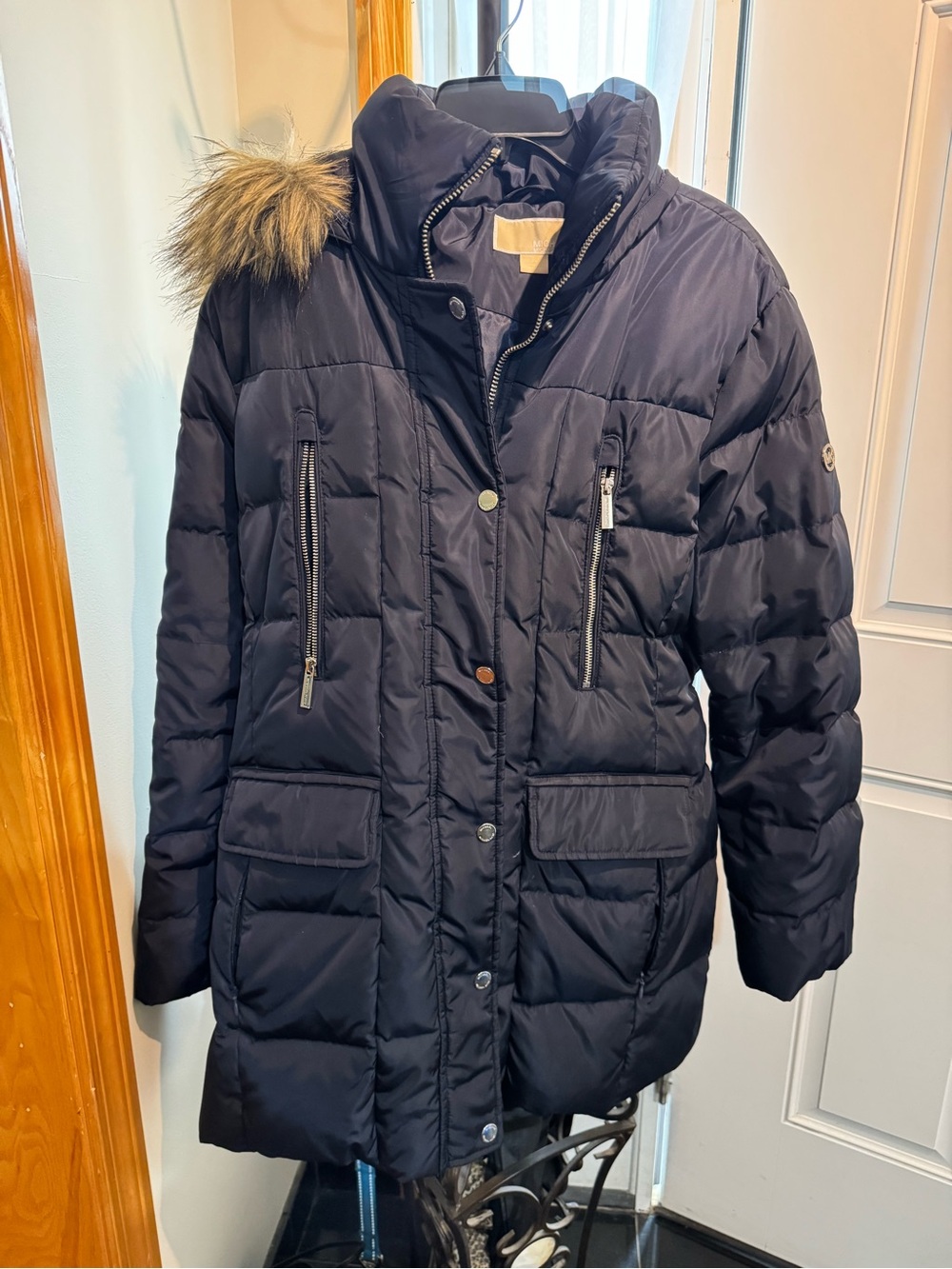 Michael Kors Navy Satin-Look Jacket